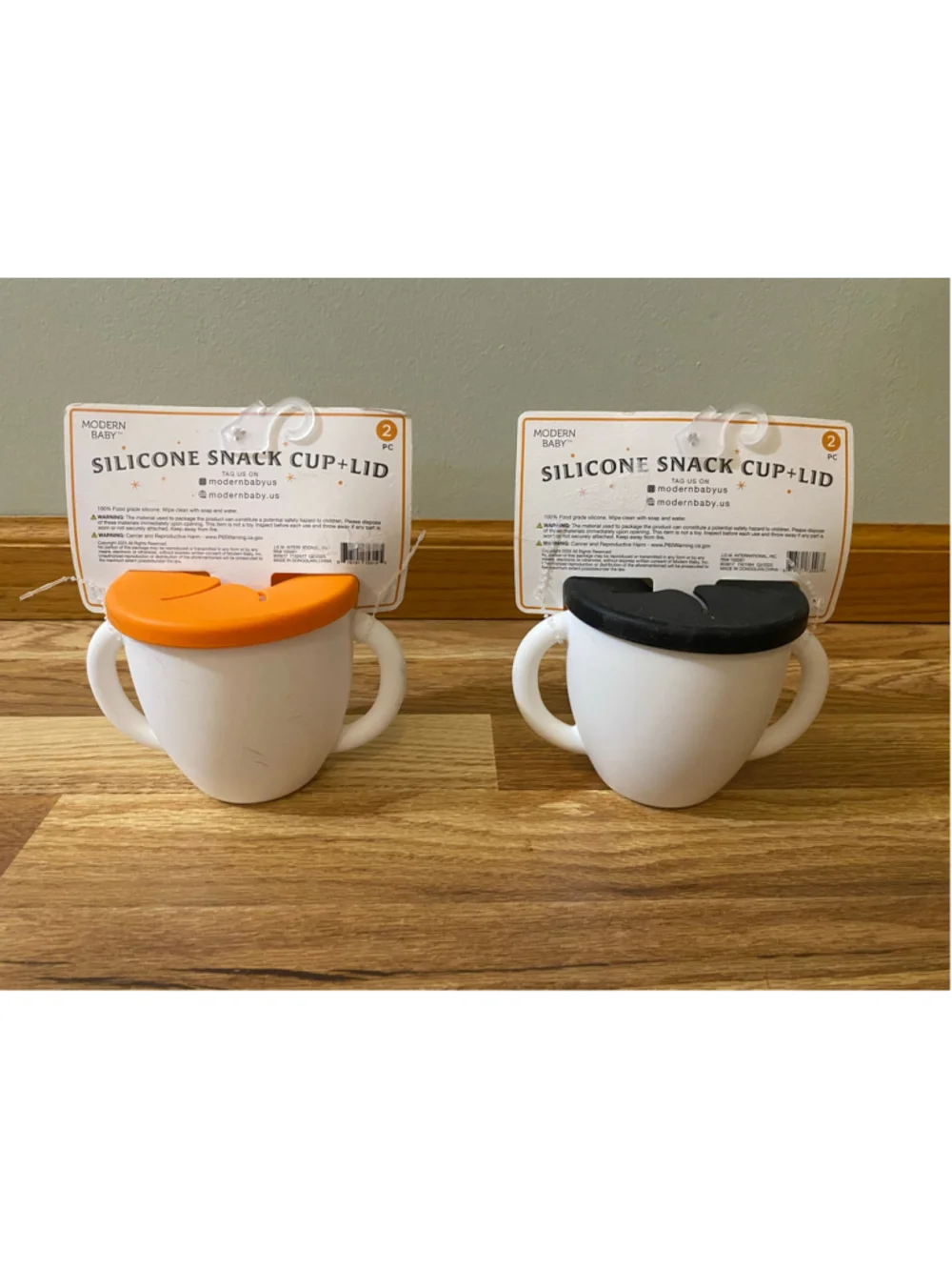 Modern Baby Unisex Snack Cup Set One Size White Orange Black